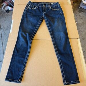 Miss Me Signature Super‎ Skinny Jeans Embellished Pockets Dark Wash Size 29